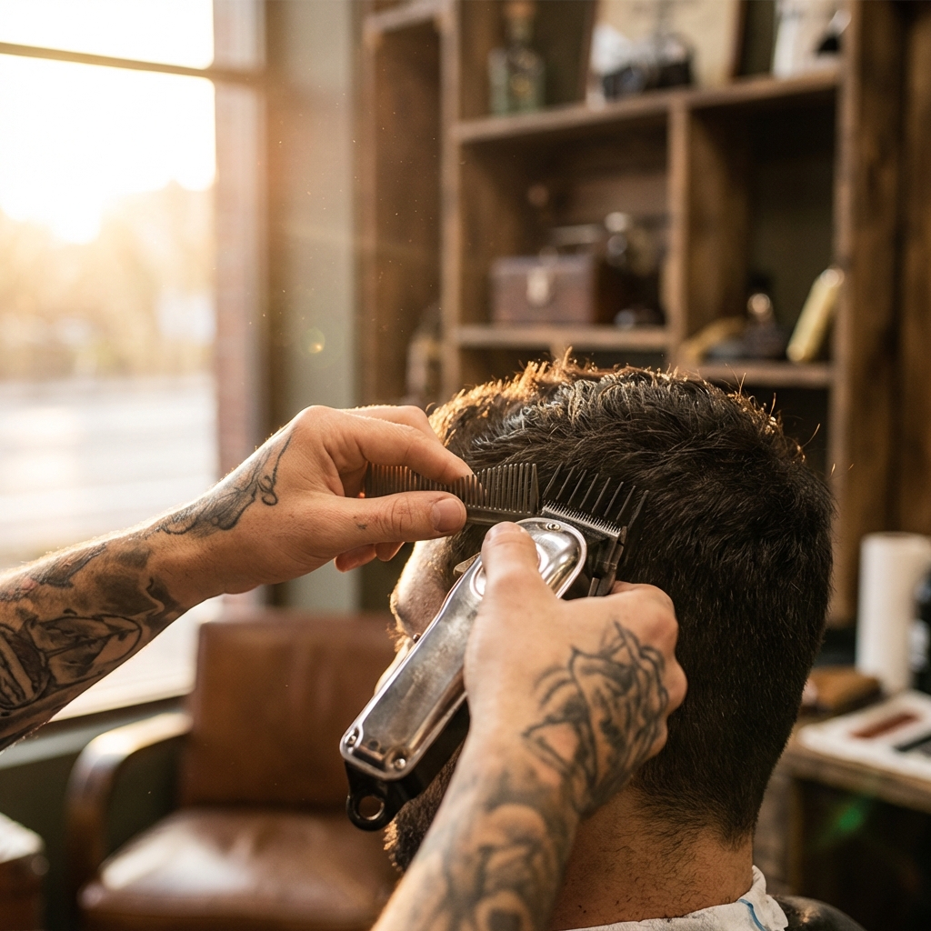 Barberare arbetar med detaljer på LaVie